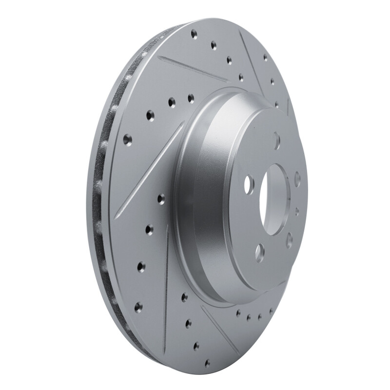 Tesla Model 3 Brake Rotor (1) - Front Right - R1 Concepts - Drilled & Slotted - Silver - `17-`25